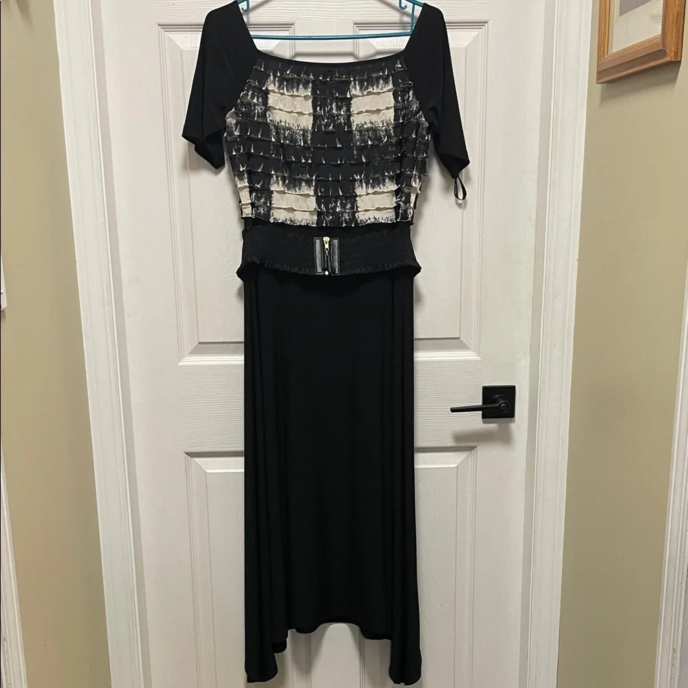 Joseph Ribkoff | Black | Ruffled Top/Hankerchief Skirt | Dress | Size 10 - Picture 1 of 16
